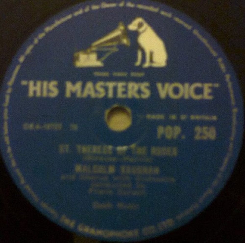 10" 78RPM St. Therese Of The Roses/Love Me As Though There Was No Tomorrow by Malcolm Vaughan from His Master's Voice (POP. 250)