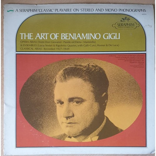 The Art of Beniamino Gigli album, Seraphim Beniamino Gigli recording, classic opera music, Beniamino Gigli tenor collection, historic opera performances