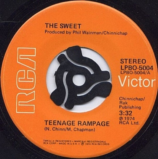 The Sweet Teenage Rampage 45rpm single vinyl record 1970s glam rock British music collectible
