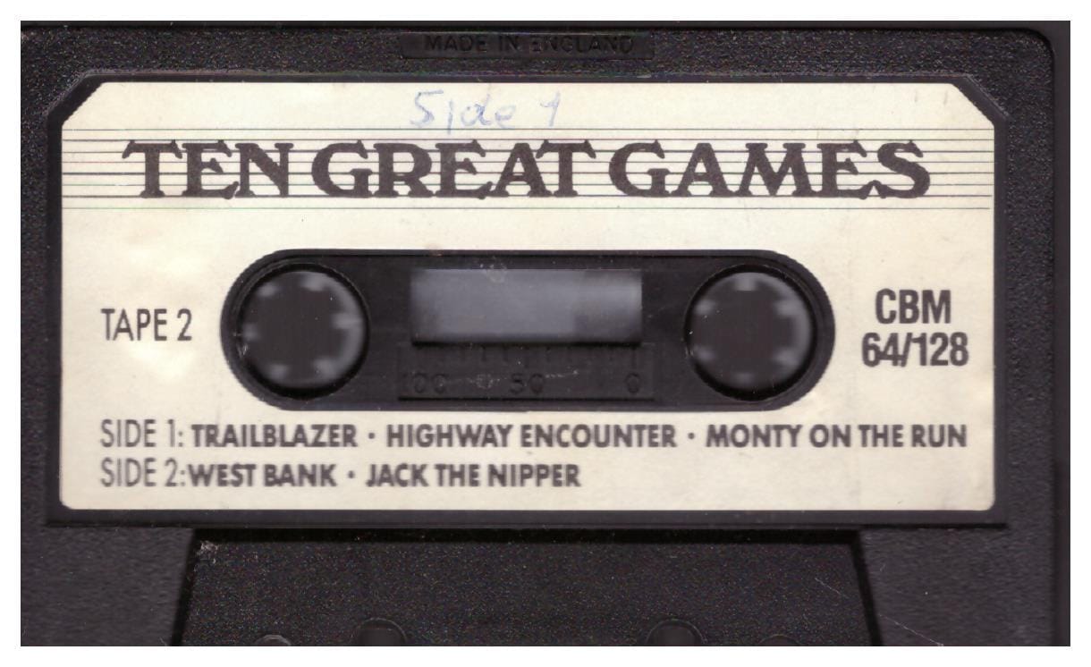 10 Great Games Tape 2 compilation by Gremlin Graphics for Commodore 64 featuring five classic 8-bit games