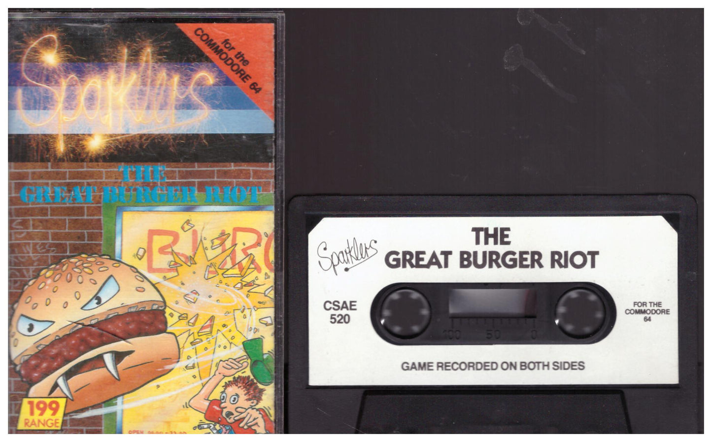 The Great Burger Riot for Commodore 64 from Sparklers (CSAE 520)