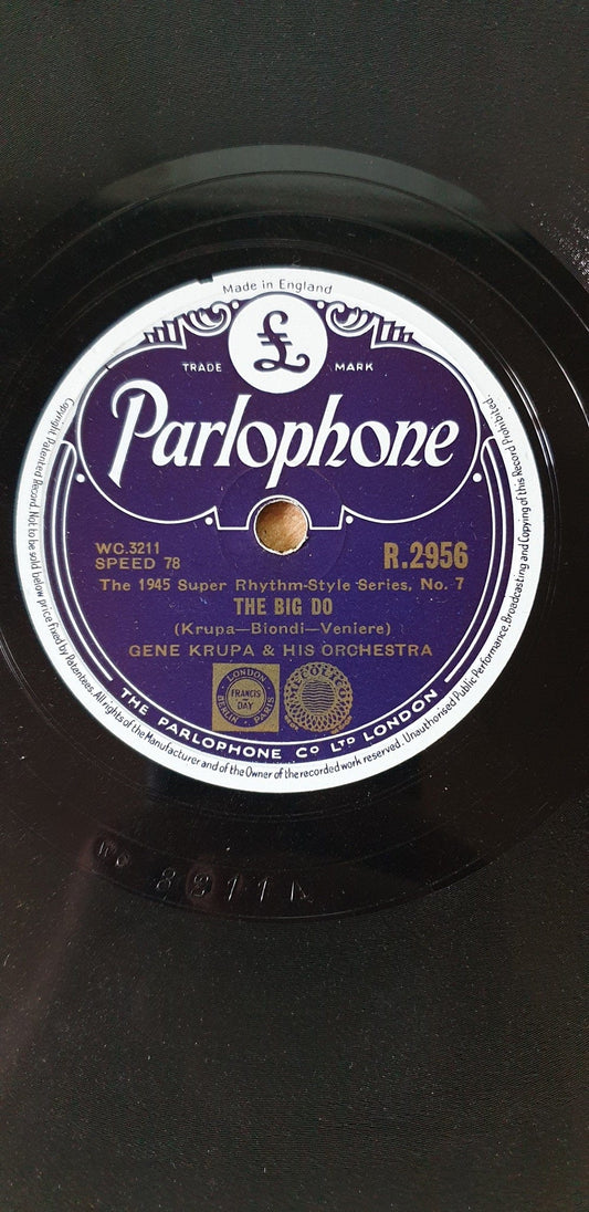 10" 78RPM The Big Do/Drum Boogie by Gene Krupa & His Orchestra from Parlophone (R.2956)