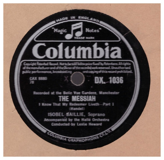 Handel: The Messiah by Isobel Baillie from Columbia (DX. 1036)