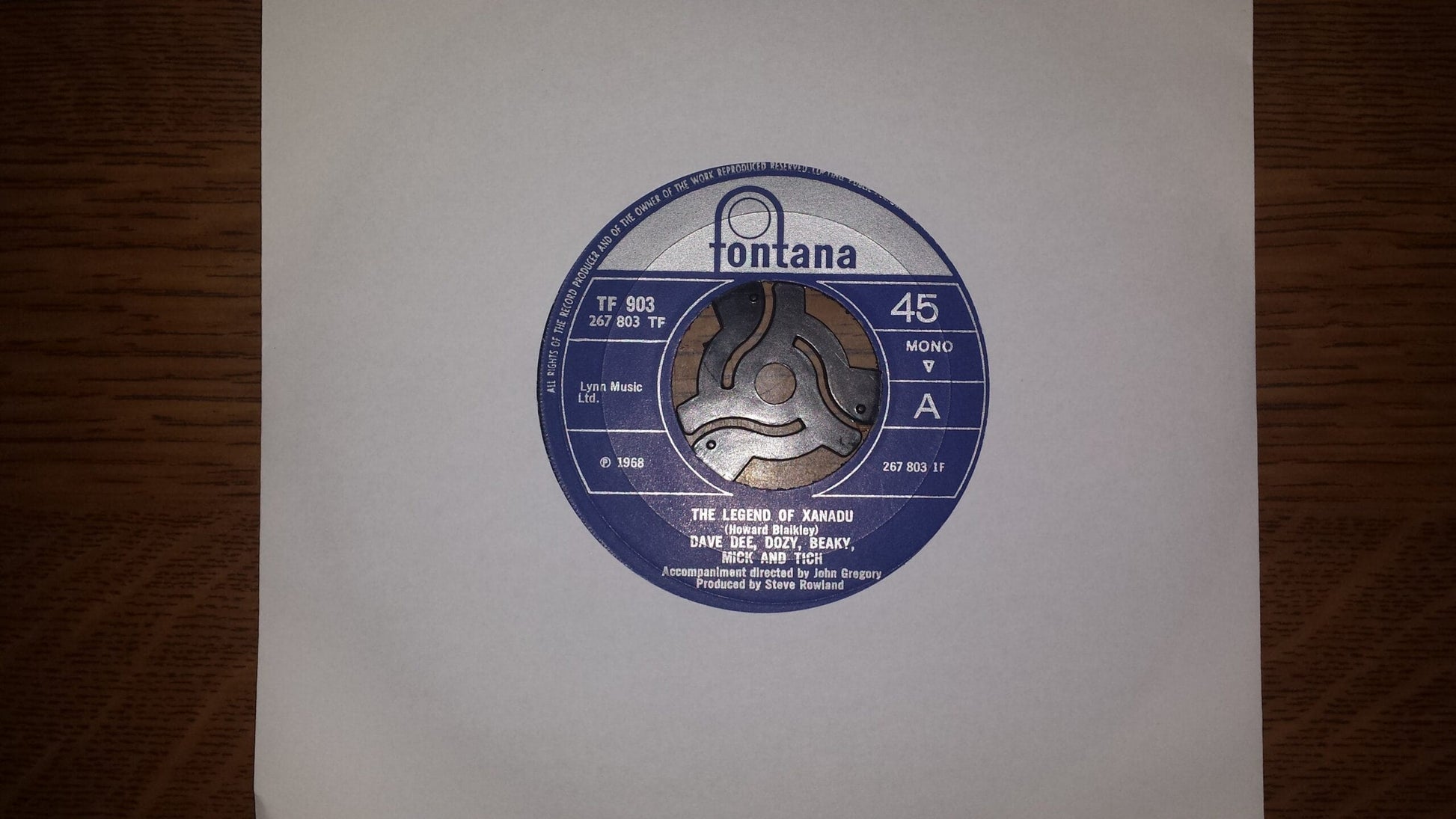 7" 45RPM The Legend Of Xanadu/Please by Dave Dee, Dozy, Beaky, Mick And Tich from Fontana