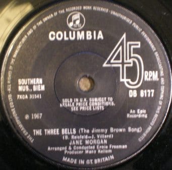 Jane Morgan The Three Bells vinyl single
