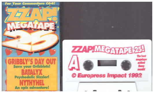 Zzap! Megatape 25 original cassette for Commodore 64 featuring classic retro games