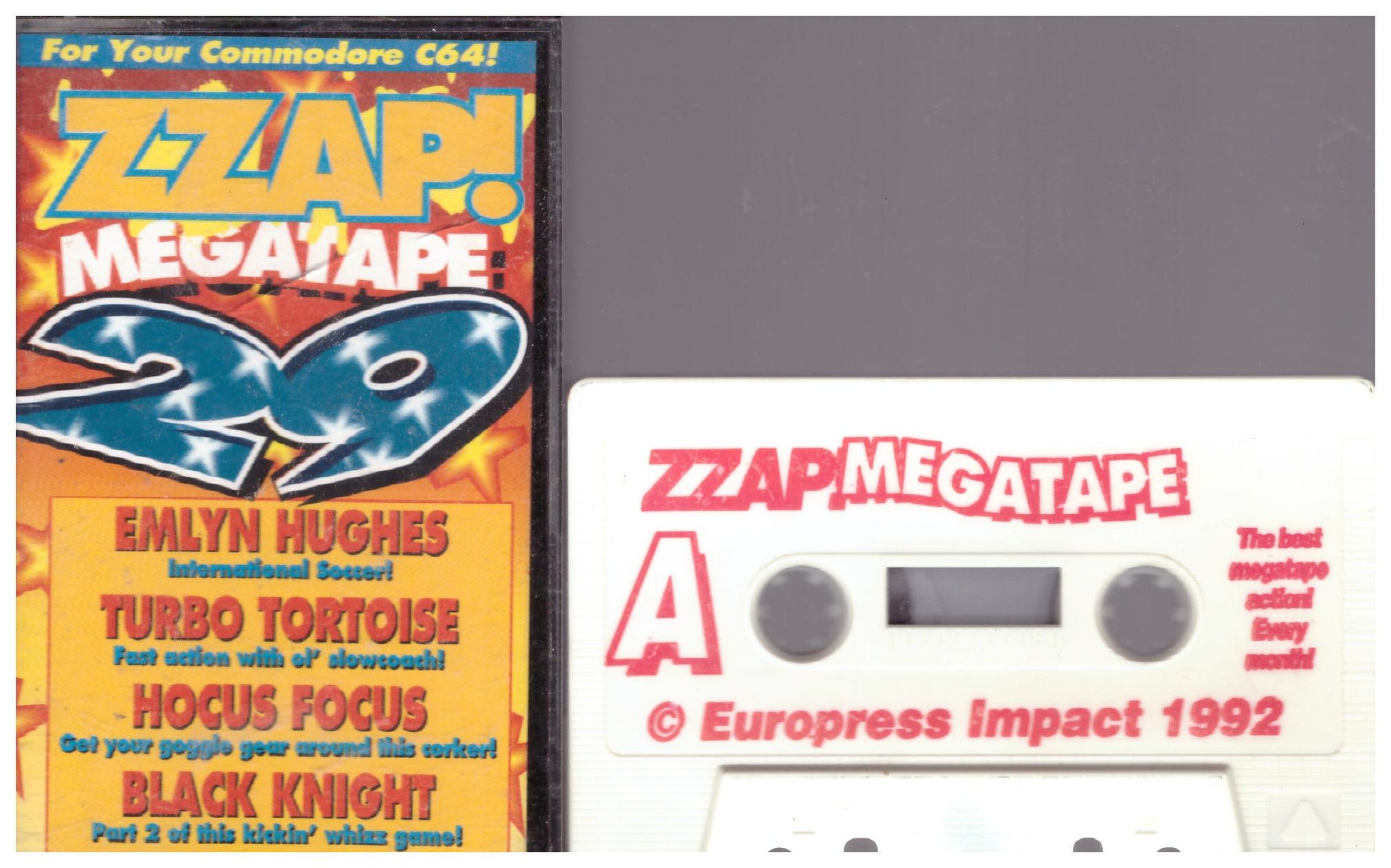 Zzap! Megatape 29 original cassette for Commodore 64 featuring classic retro games and demos